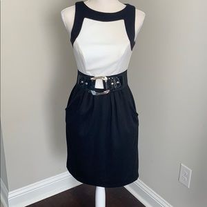 women’s black & white sleeveless dres